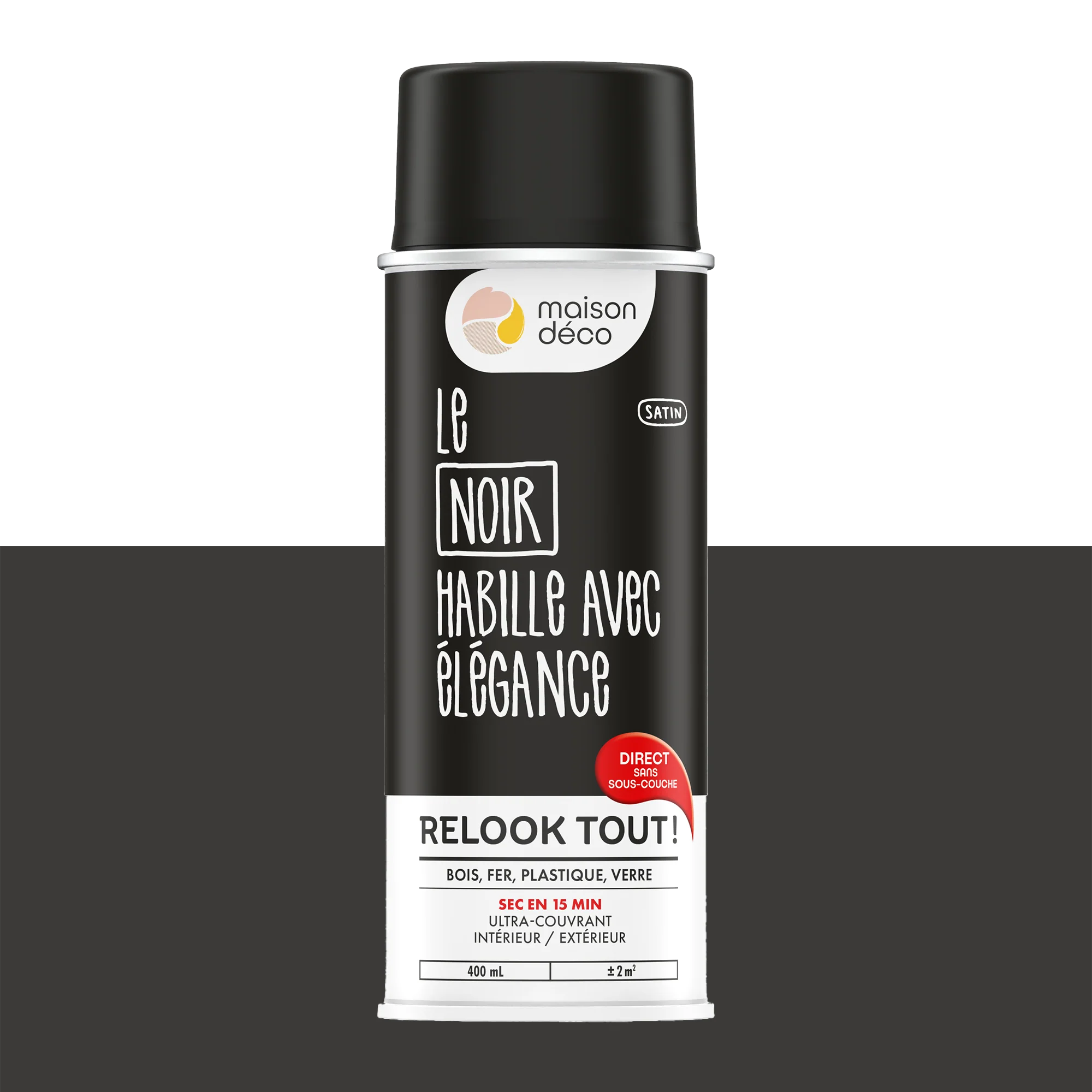 Relook tout aérosol Peinture Bombe de peinture noir Satiné 0,4 L