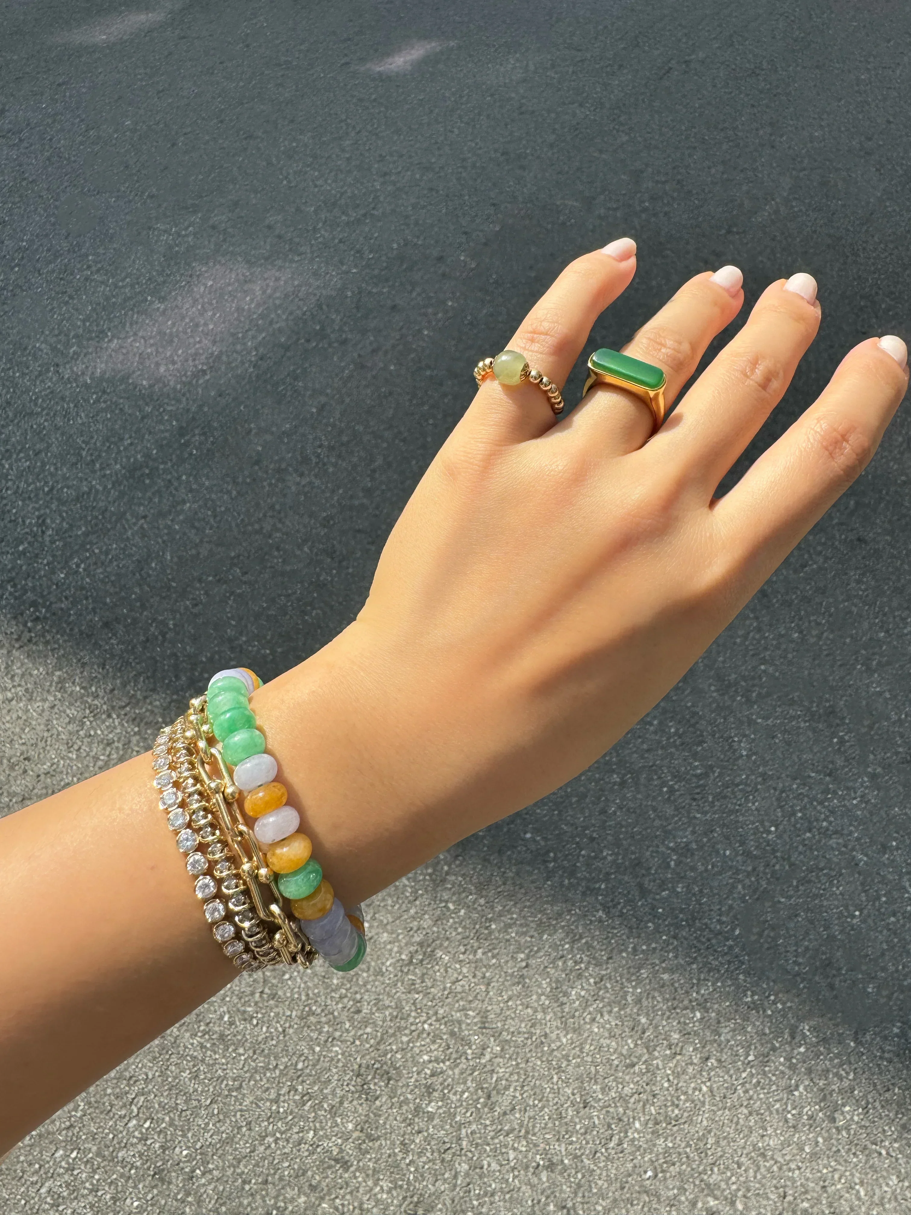 Lavender Field — Beaded Jade Bracelet