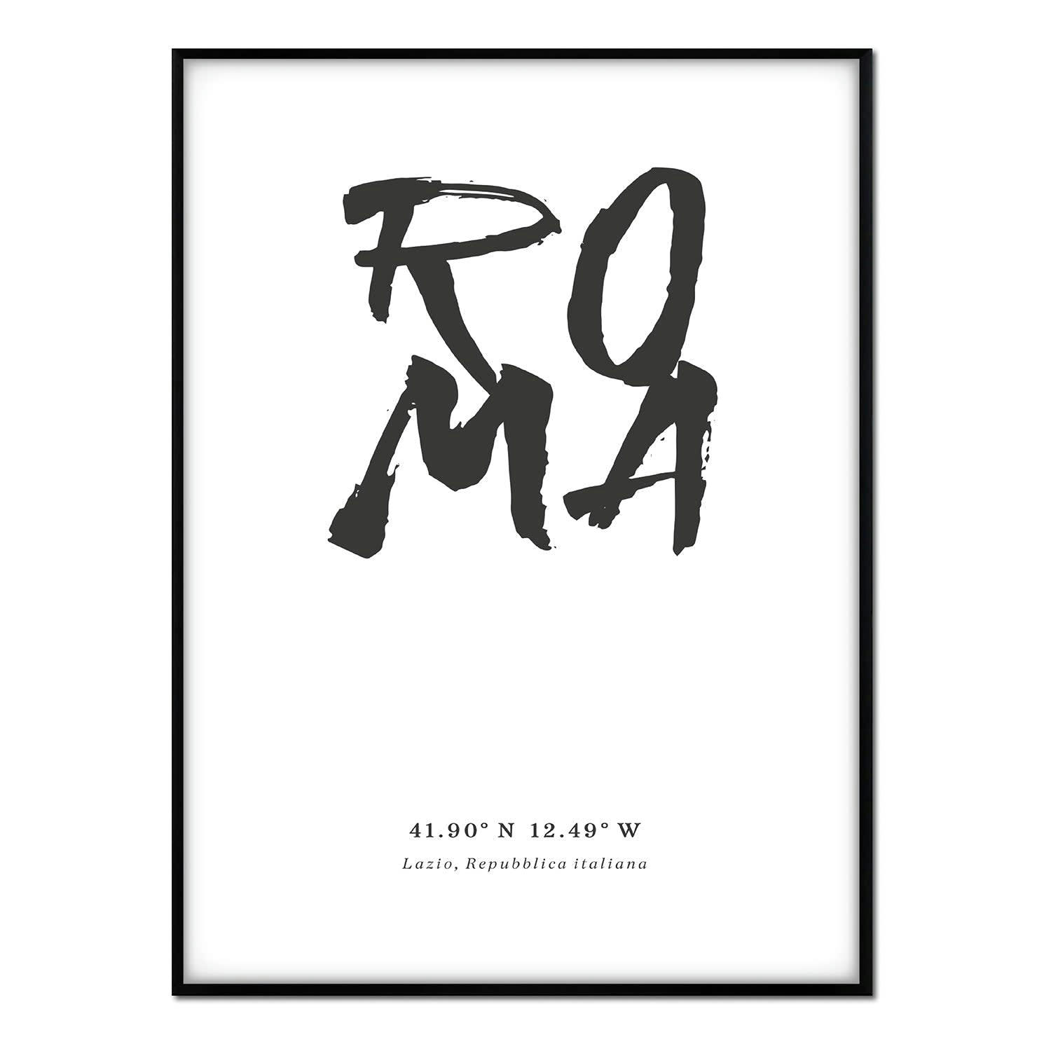 CIUDADES - Affiche avec cadre noir - Rome - 50x70