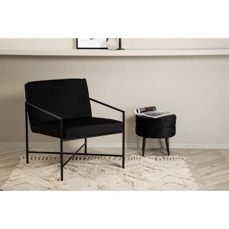 Svea - Nara fauteuil - velvet - zwart