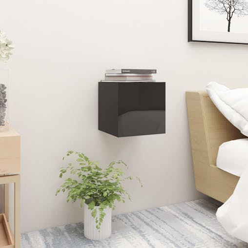 NNEVL Bedside Cabinet High Gloss Black 30.5x30x30 cm Chipboard