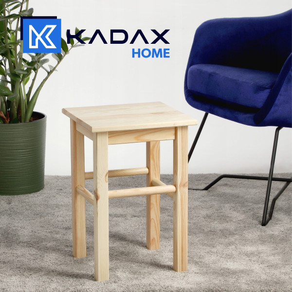 Kadax Taboret Drewniany Stołek Krzesło 44cm 2szt