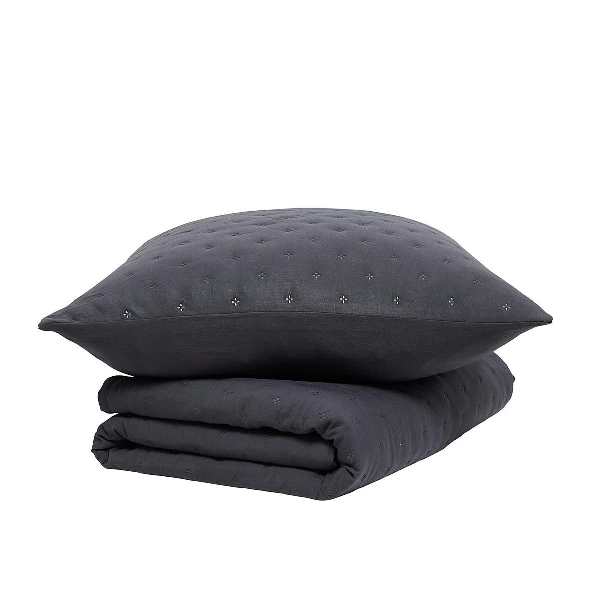 ESSENTIAL - Couvre lit boutis anthracite 220x240