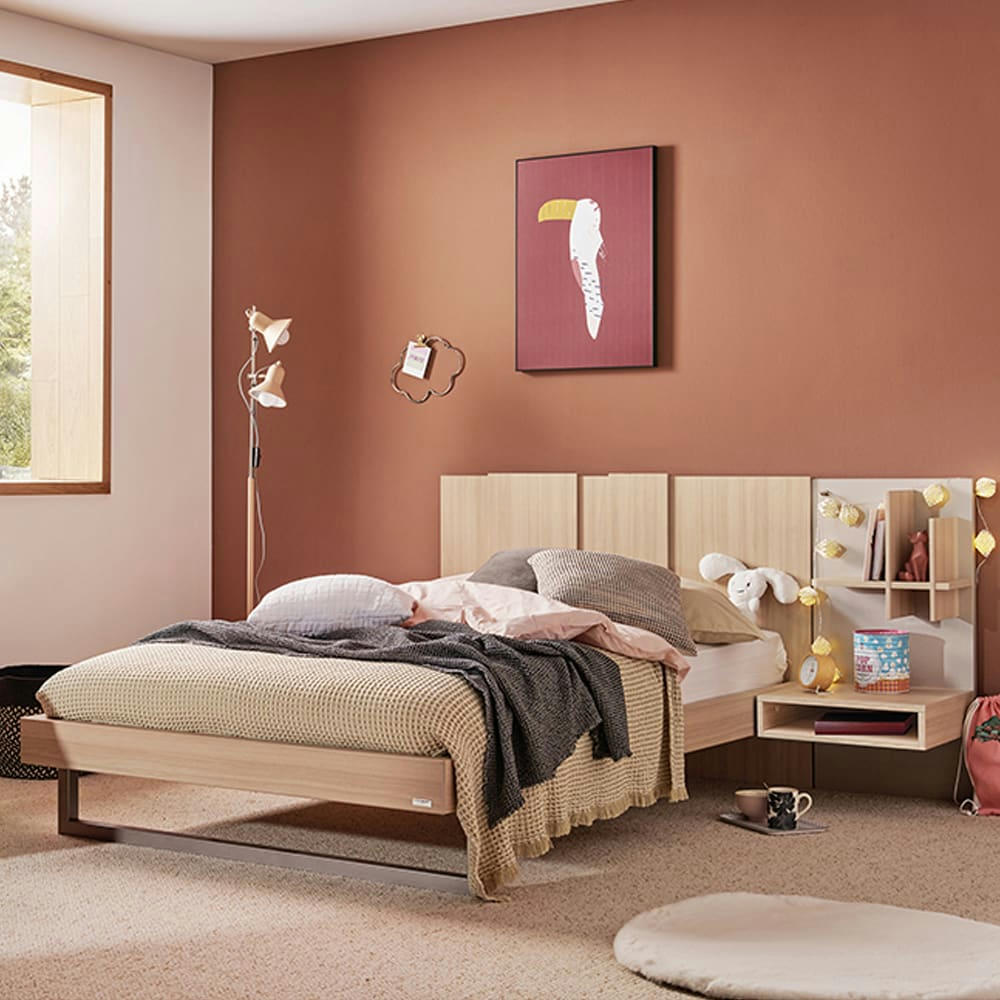 GRAPHIC - Lit 120 cm effet bois finition bois