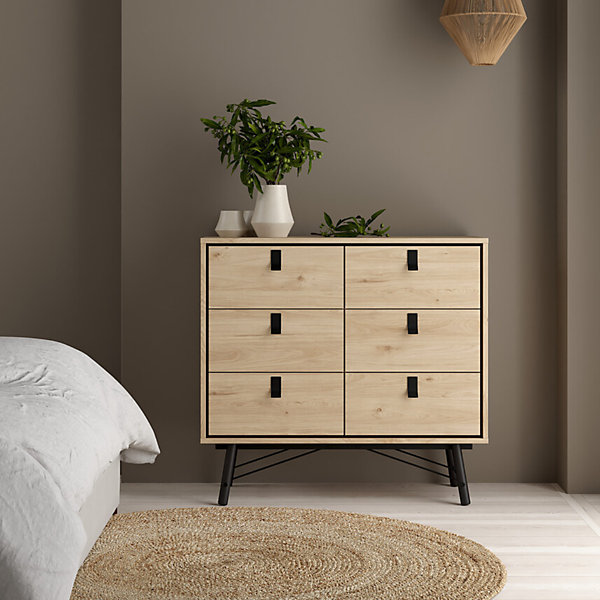 Commode double 6 tiroirs avec piètement métallique L101,8 cm - JOYCE
