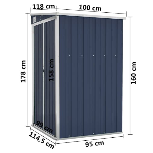 NNEVL Wall-mounted Garden Shed Anthracite 118x100x178 cm Steel