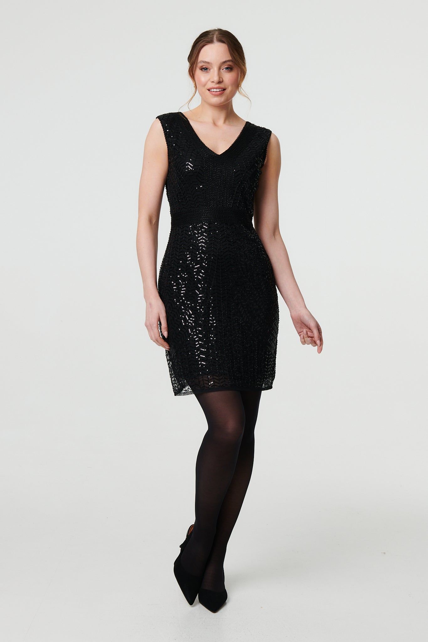 Izabel London Sequin Embellished Sleeveless Mini Dress