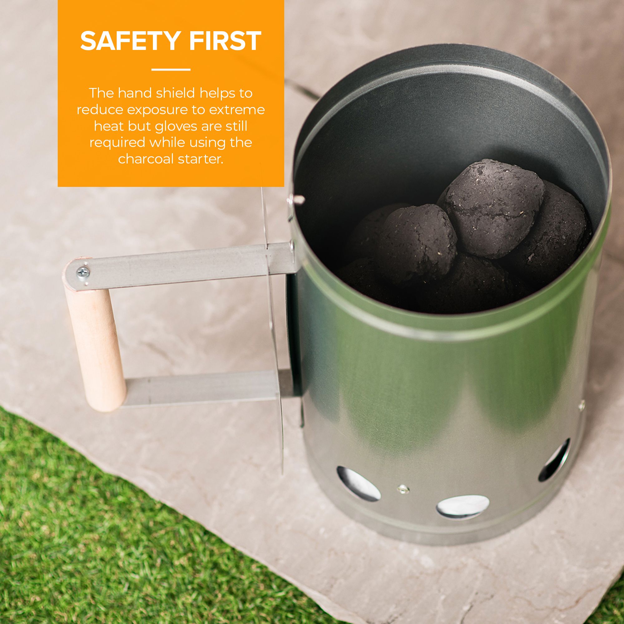 LIVIVO Charcoal Chimney Starter BBQ Starter with Handle for Quick Coal Lighting Fire Starter for BBQ Grills