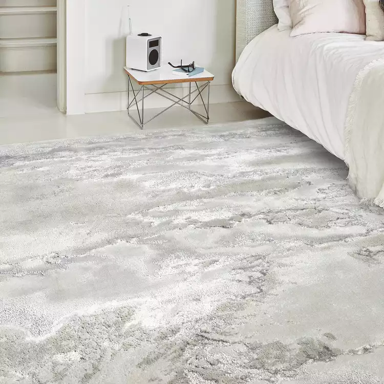 Asiatic Aurora Shiny Marble Grey Cut Pile Rug - 80x150cm