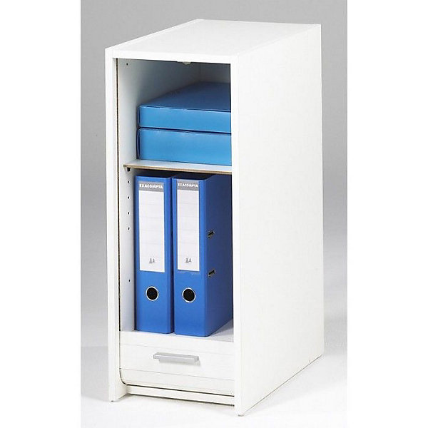 Bureau Blanc 2 Caissons A Rideau - Blanc - L 120 x l 65 x H 74 cm