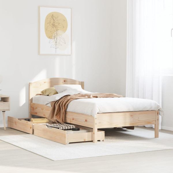 Łóżko Drewniane Rama Łóżka Sofa Brązowe Do Sypialni Pokoju 75x190 cm