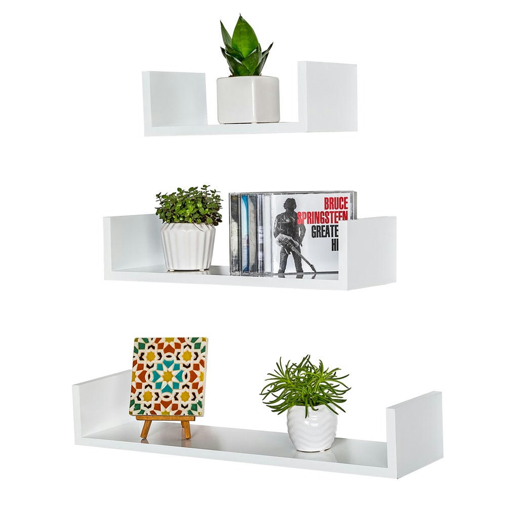 - Lot de 3 étagères murales design Style rétro blanc