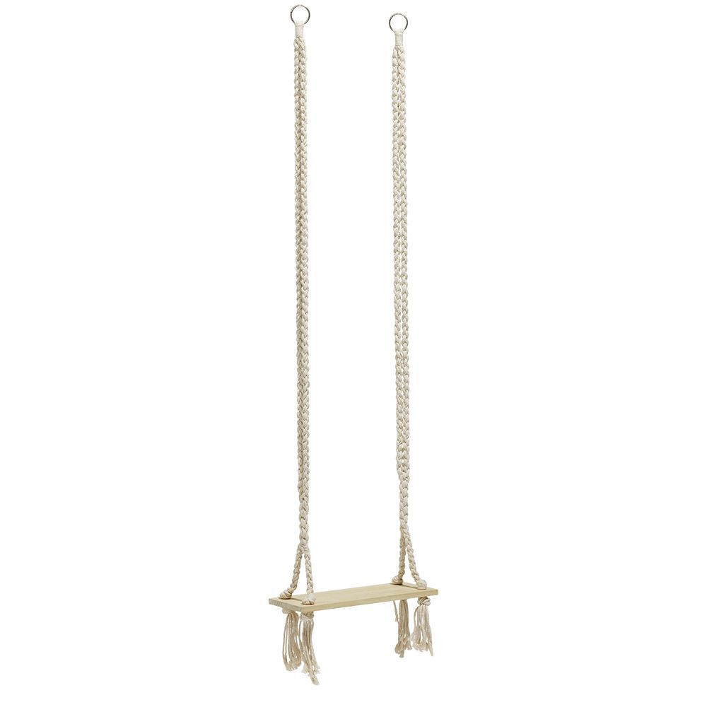 Balançoire Bali bois avec corde blanc crème 55x20xH220cm