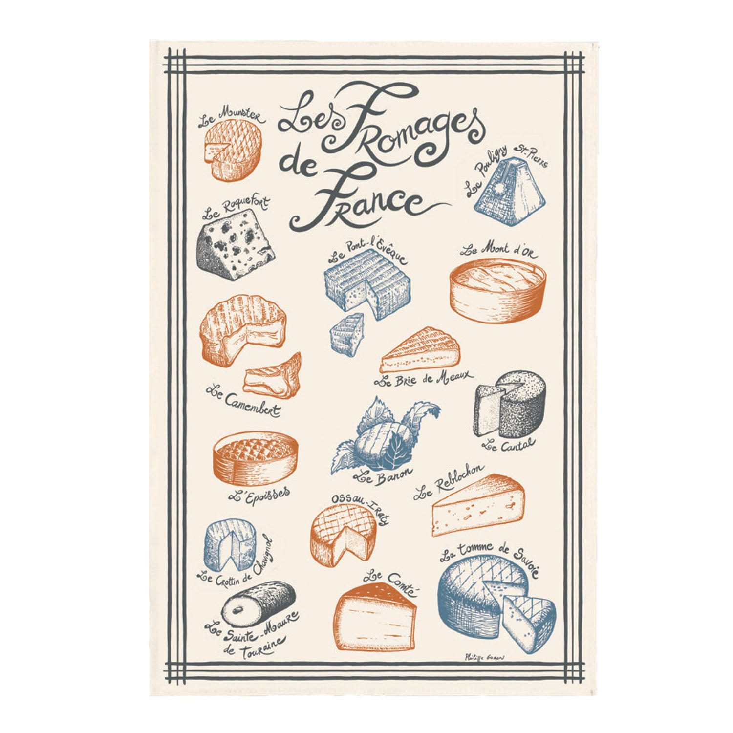 GASTRONOMIE ET VIN - Torchon herbier en coton ecru 48 x 72