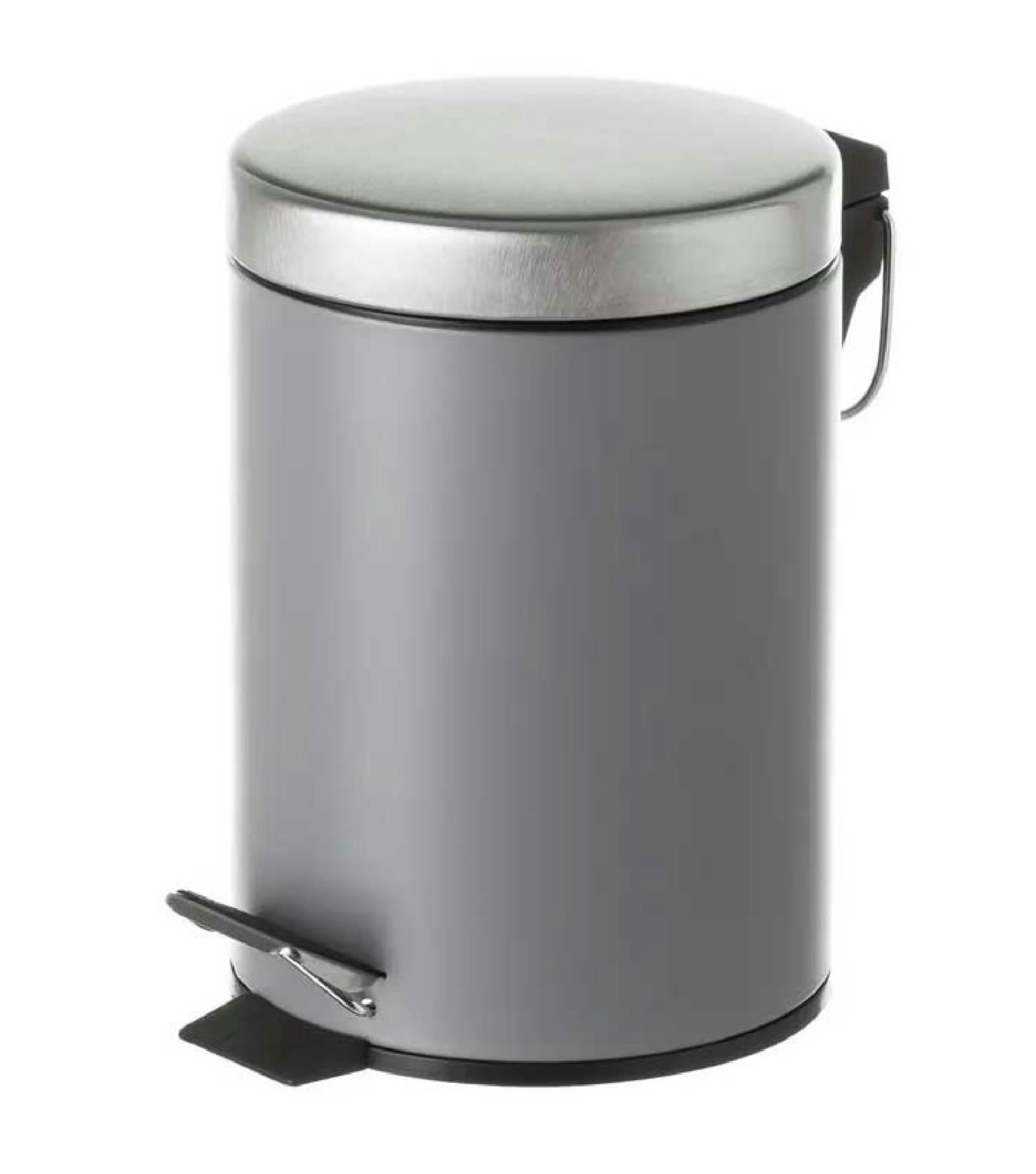 RONDE - Poubelle ronde à pédale en métal gris foncé 3L