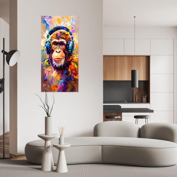 Naklejka samoprzylepna Feeby Kolorowa DJ Małpa w słuchawkach 40x80