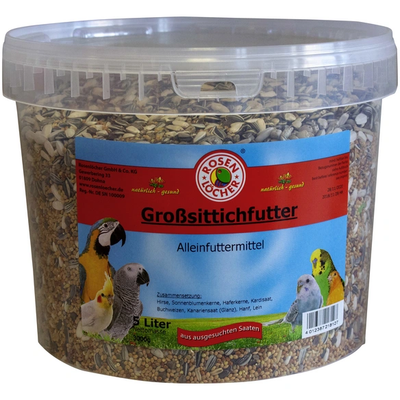 Vogelfutter, 3kg, Hirse/Sonnenblumenkerne, für Großsittiche