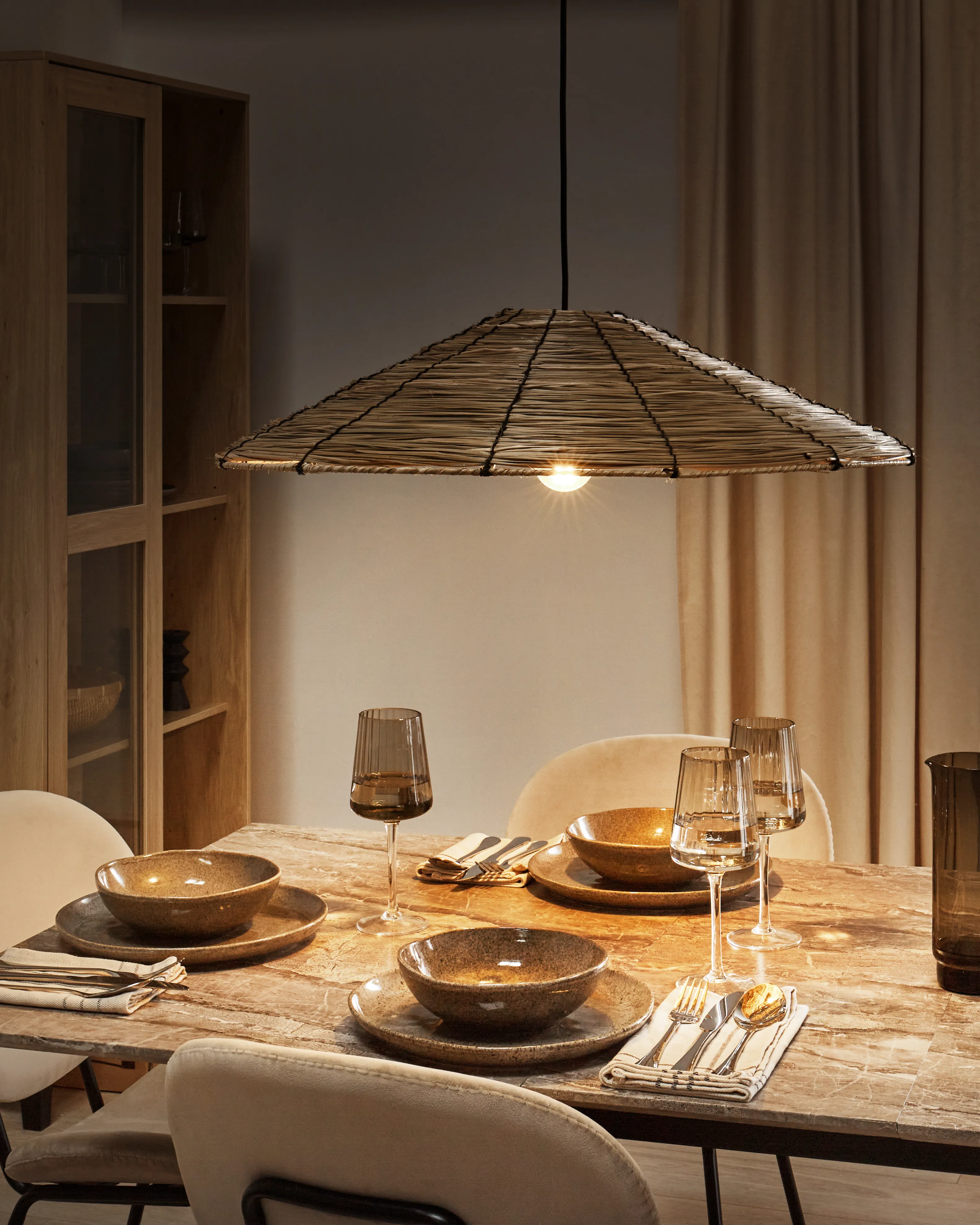Pendant Lamp LUAGAN Wicker Natural