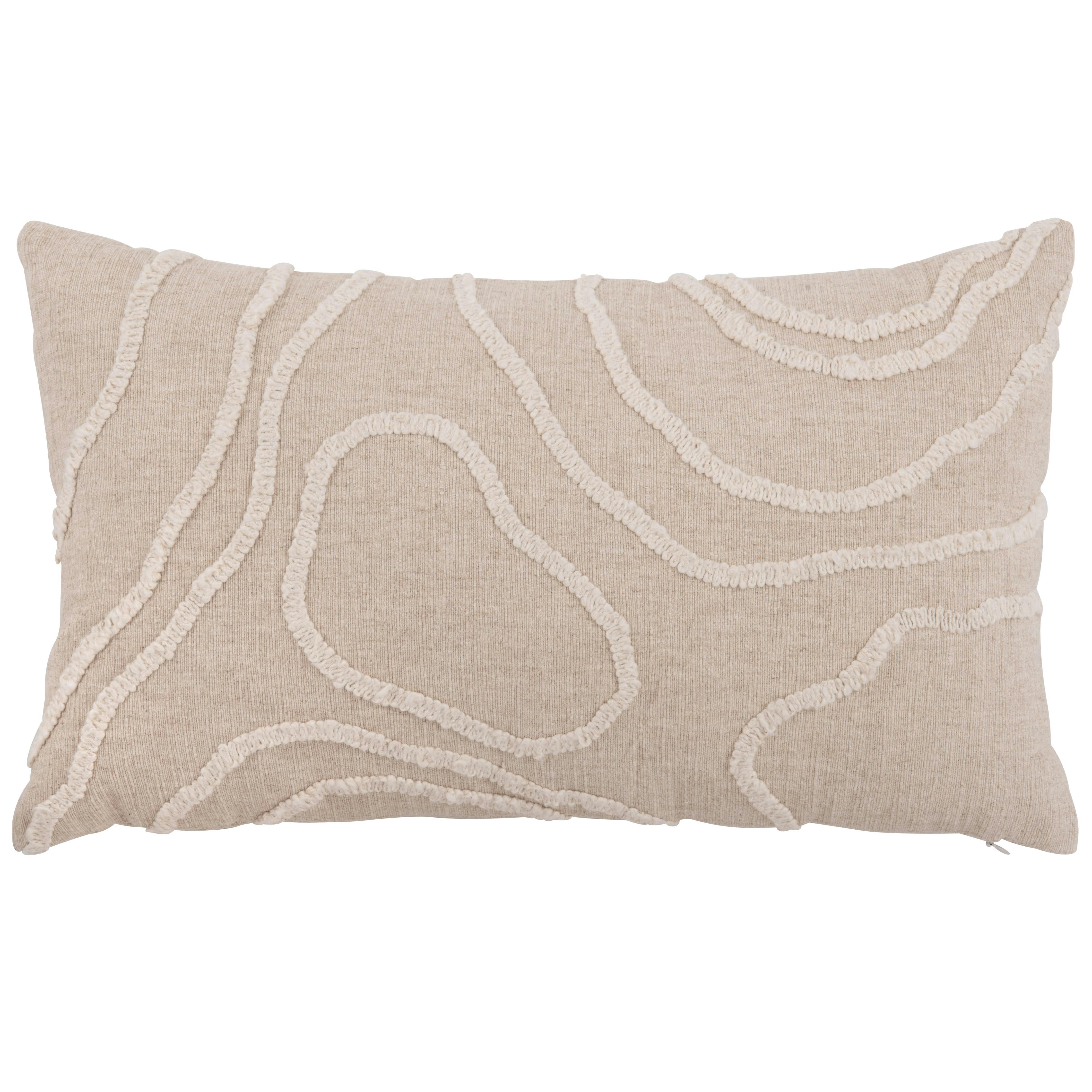 SEKER - Housse de coussin motif brodé crème 50x30