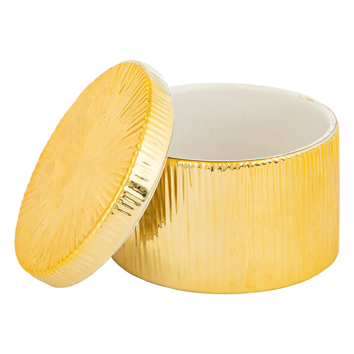 Caixa redonda em cerâmica dourada