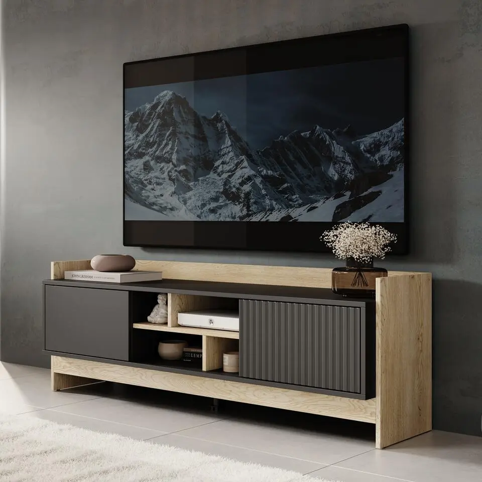 Meubella - TV-Meubel Benz - Zwart - 150 cm