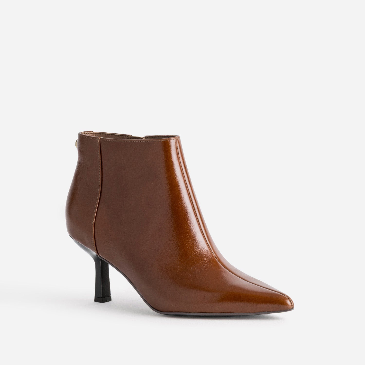 Boots cognac cuir kitten-heel