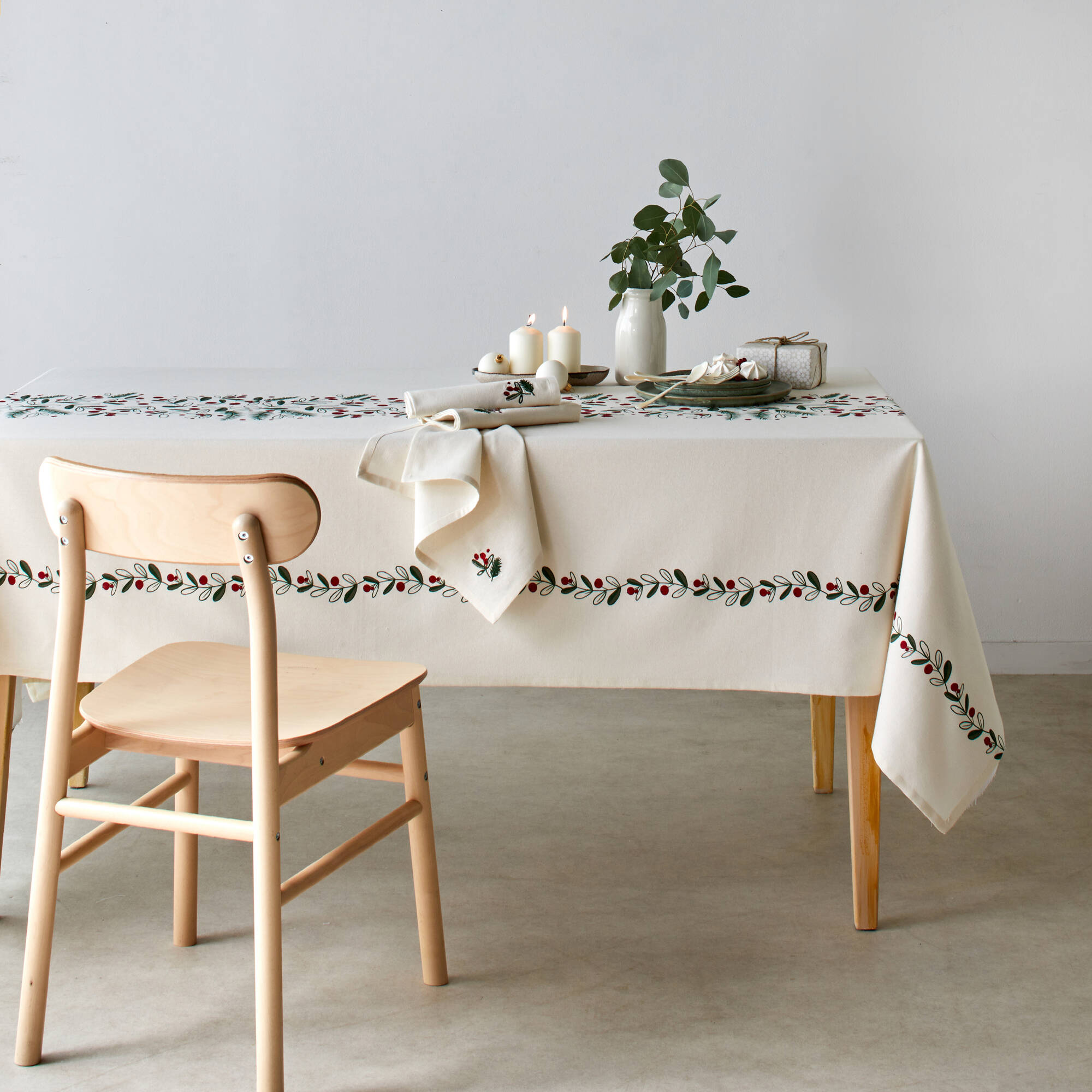 Nappe en coton, imprimé feuillage