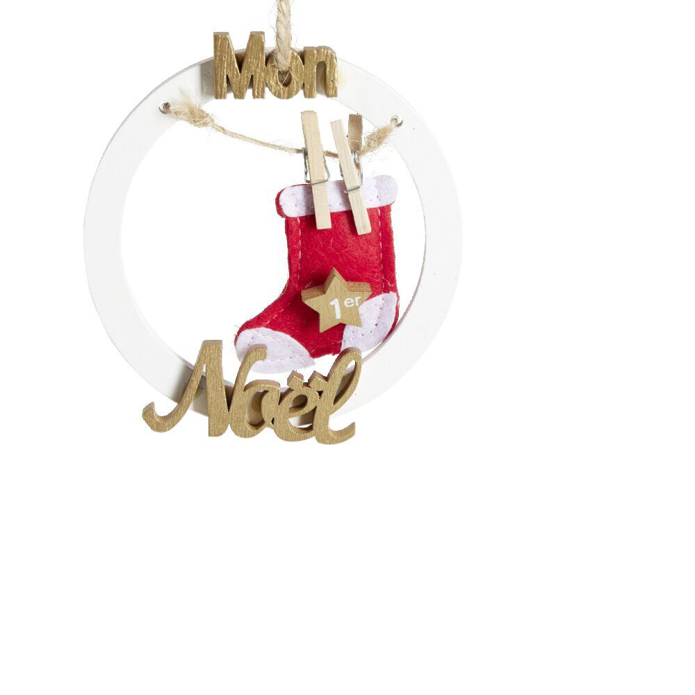 Cercle en bois à suspendre "Mon 1er No&euml;l" Ø10cm
