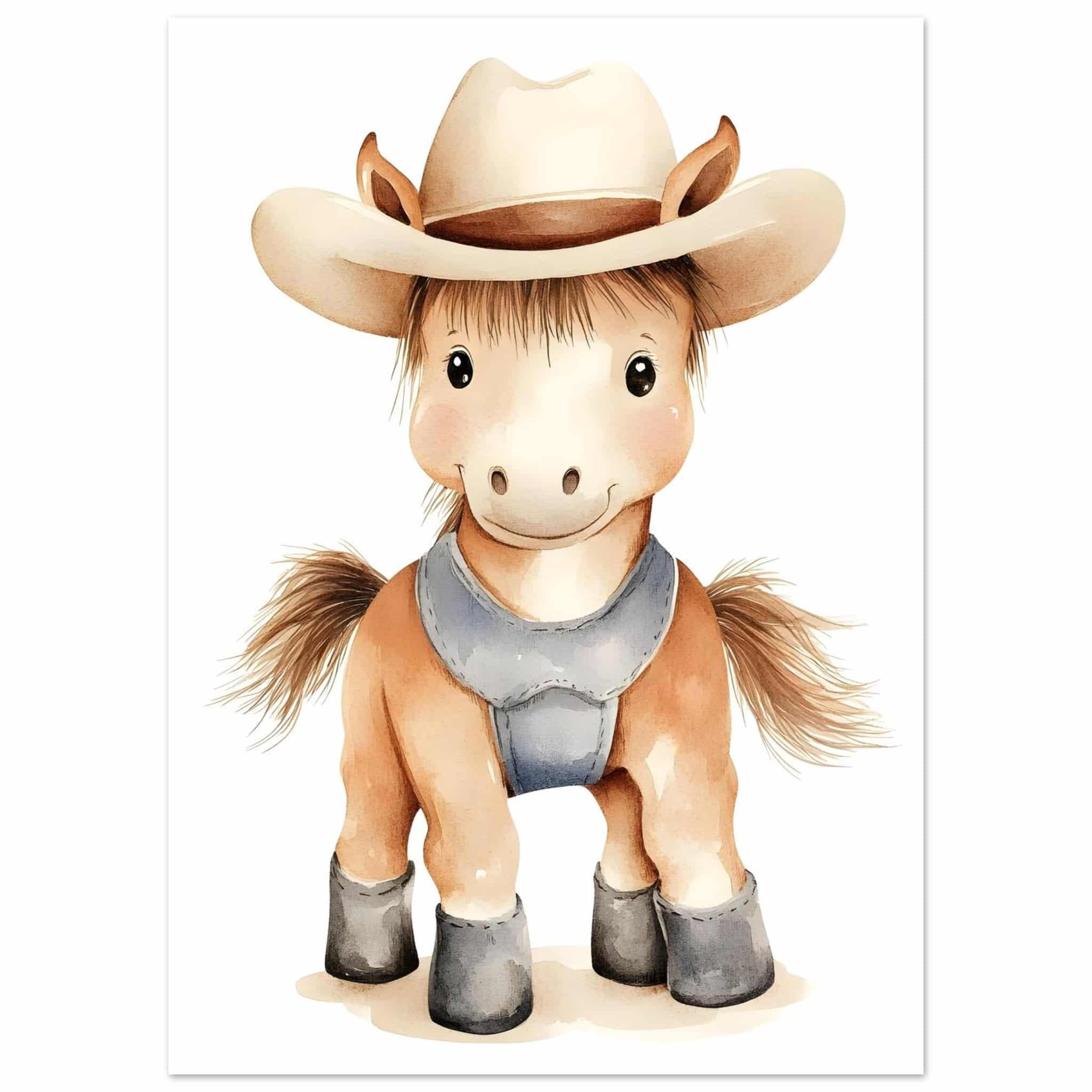 Artfulprints Poster Boerderij pony  - 50x70 cm - Bruin