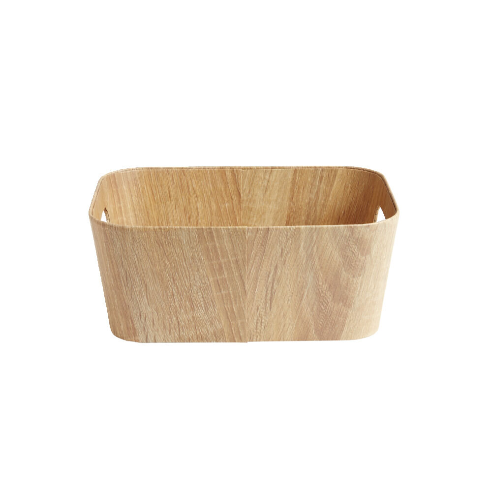 Panière carton et papier imitation bois 26x18xH11cm