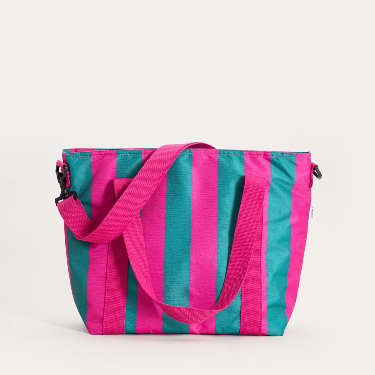 Torba termiczna typu shopper RAYAS w różowo-turkusowe paski 48x14x35cm