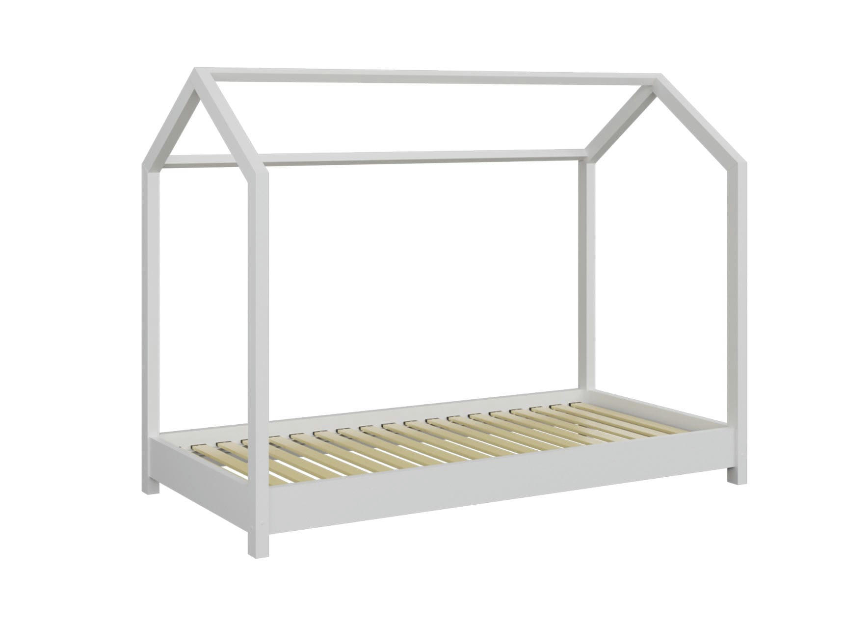 AXEL - Lit cabane 90x200 en pin massif Blanc