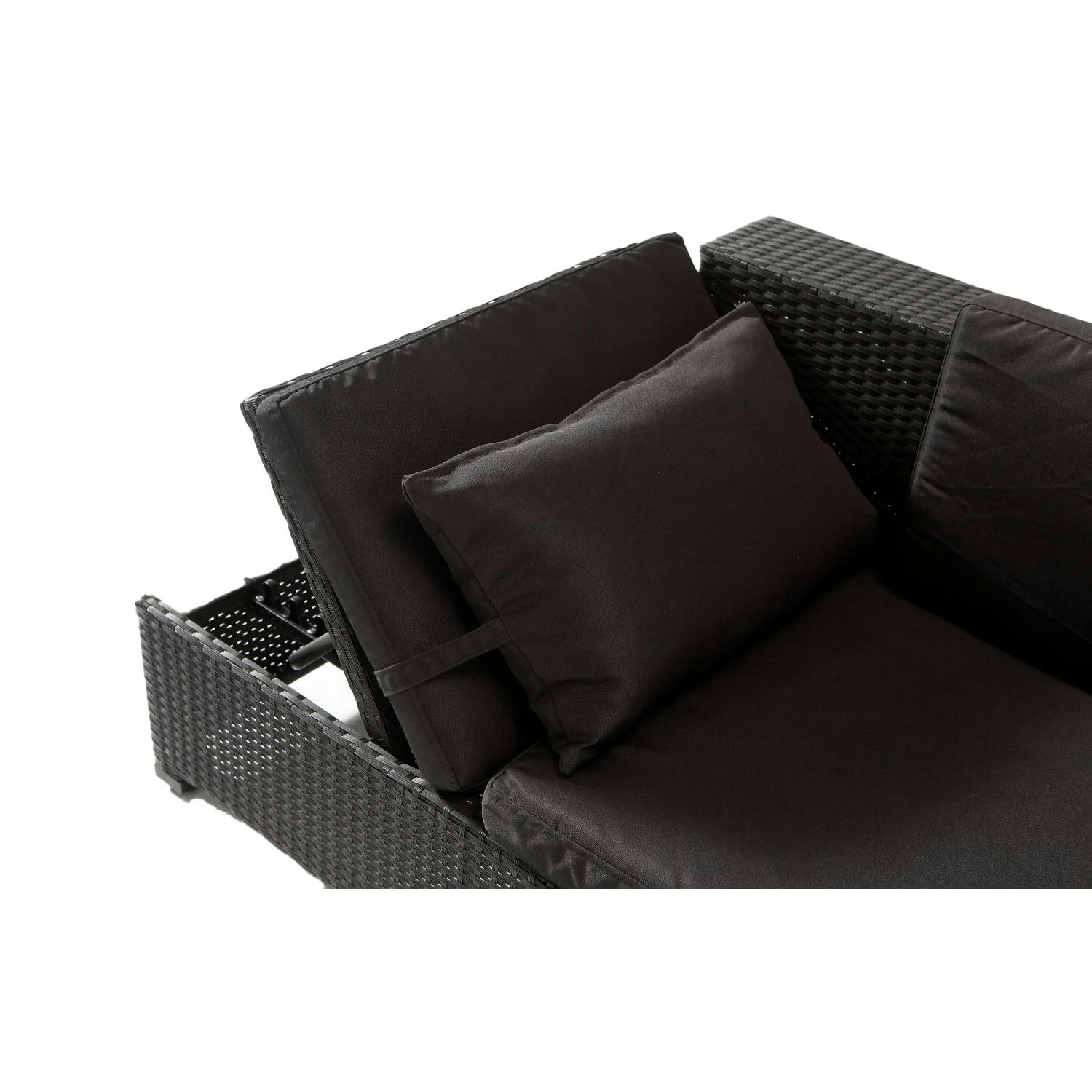 CORFOU - Salon de jardin en résine tressée noir