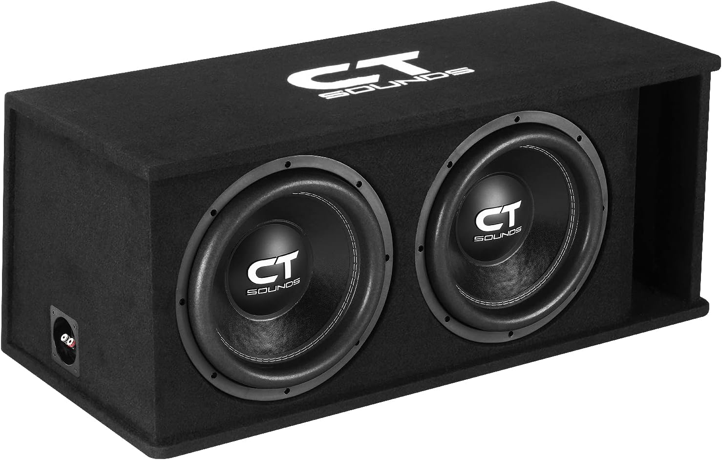 CT Sounds Dual 12” 2600W Complete Bass Package with Loaded Subwoofer Box and Amplifier
