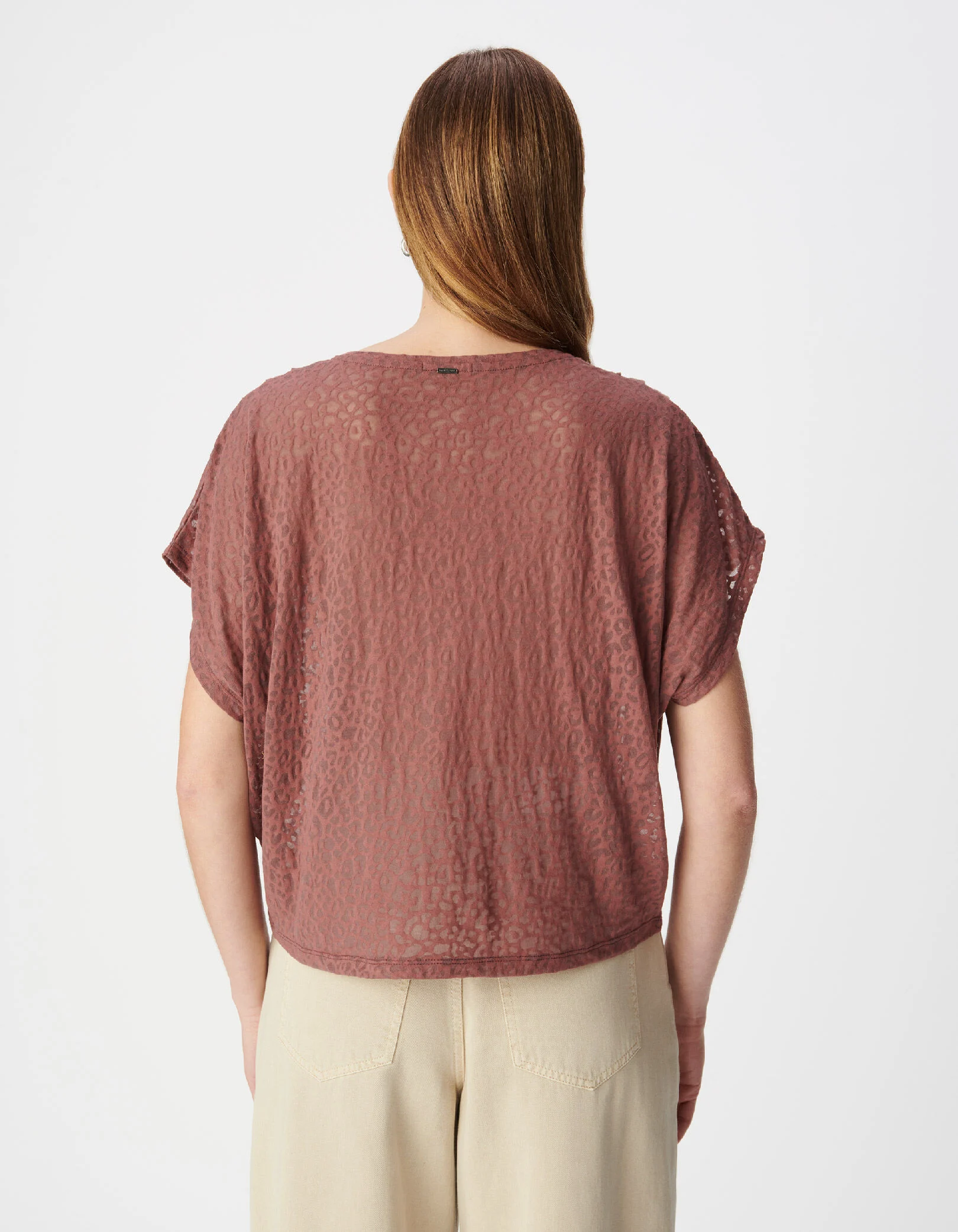 Tee-shirt loose marine imprimé léopard Femme
