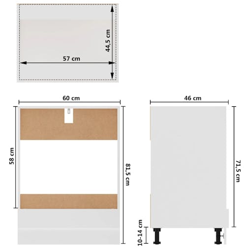 NNEVL Oven Cabinet White 60x46x81.5 cm Chipboard