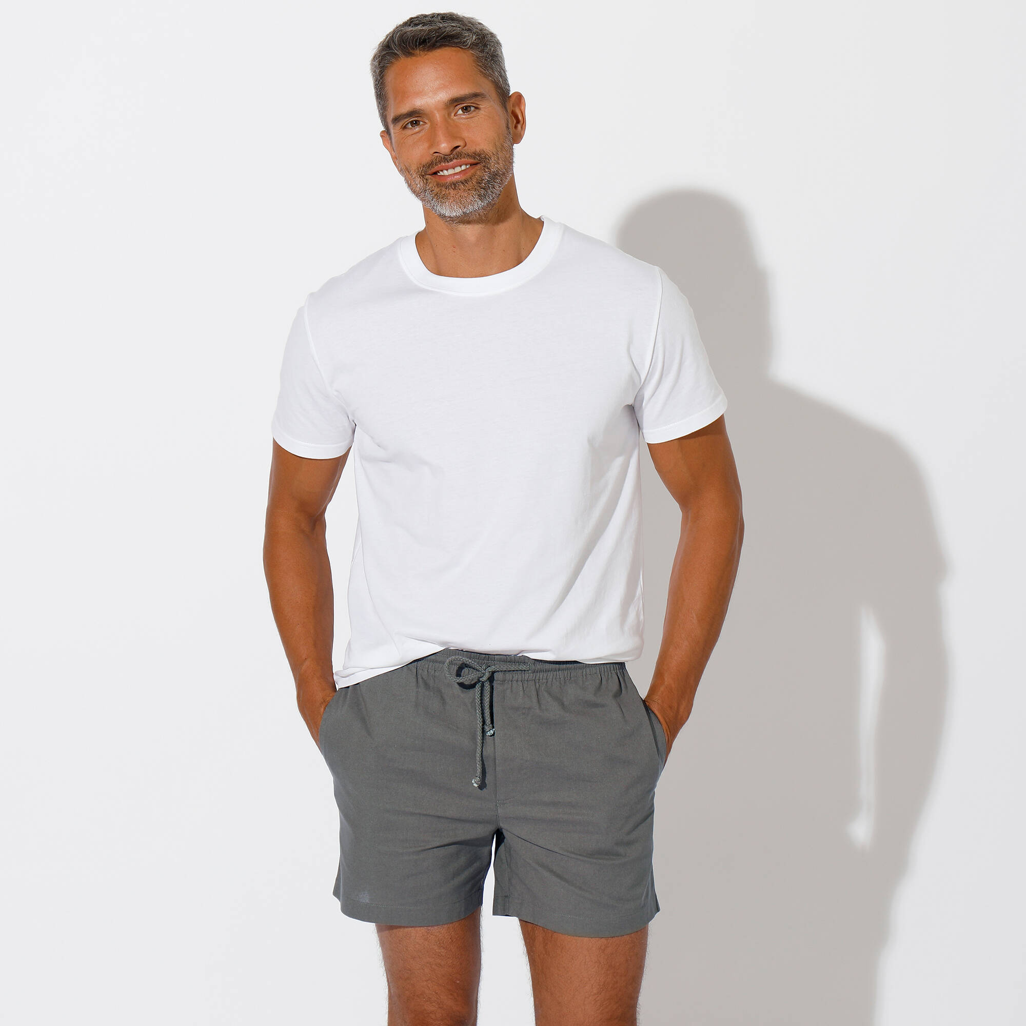 Short toile ceinture élastiquée