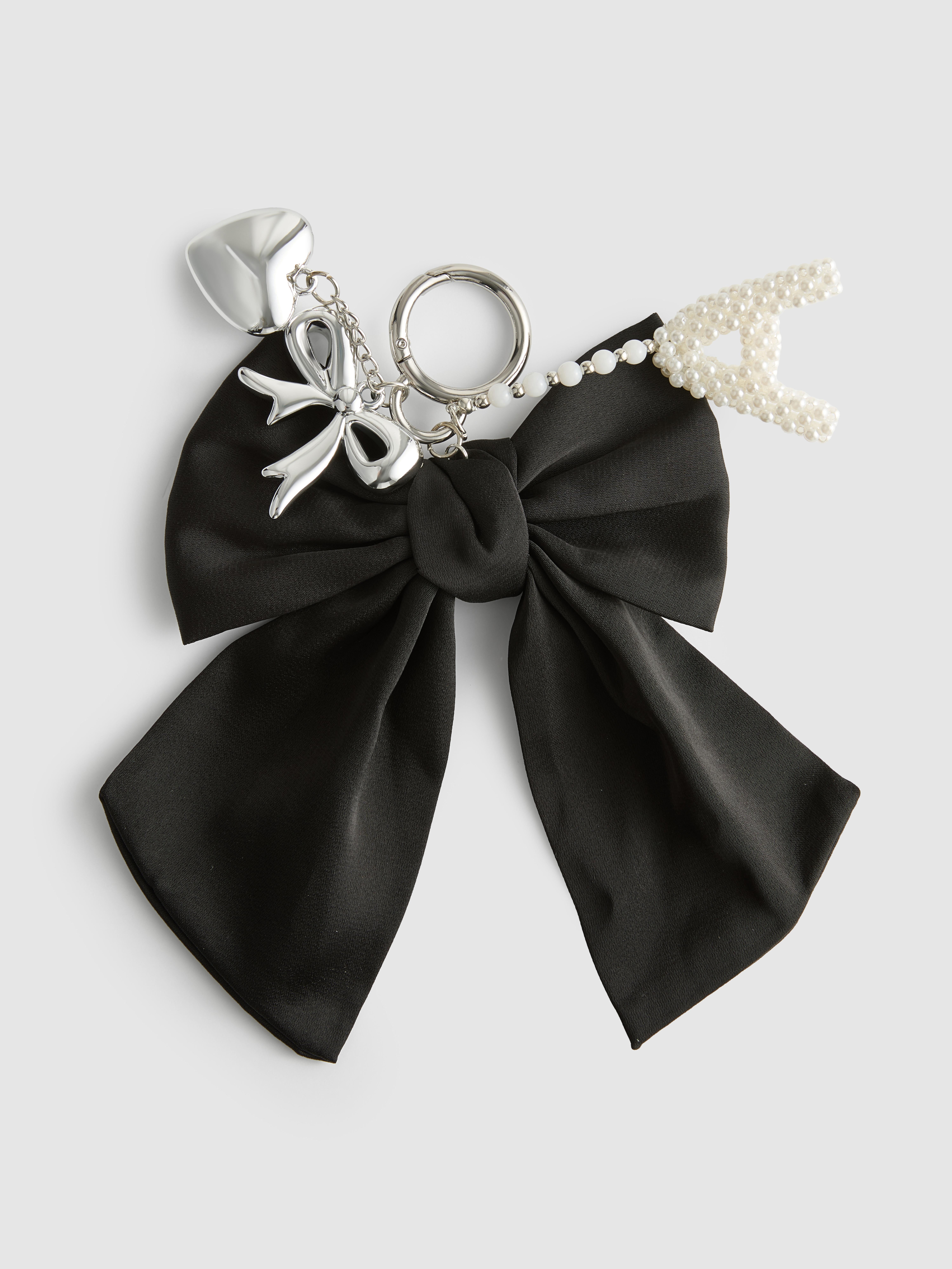 Bow And Faux Pearl Initial Bag Charm