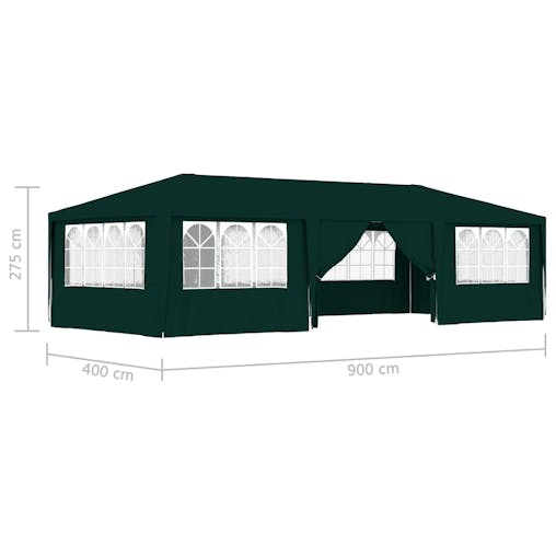 NNEVL Professional Party Tent with Side Walls 4x9 m Green 90 g/m&sup2;