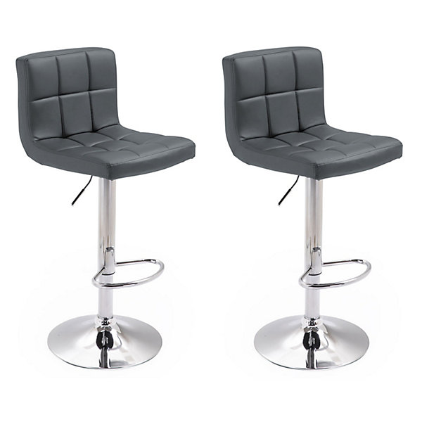 Lot de 2 tabourets de bar gris MIKE - HAPPY GARDEN