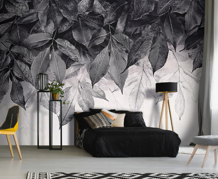 Fototapeta Liście Wiszące Szary Sypialnia Salon Tapeta Flizelina 250X175