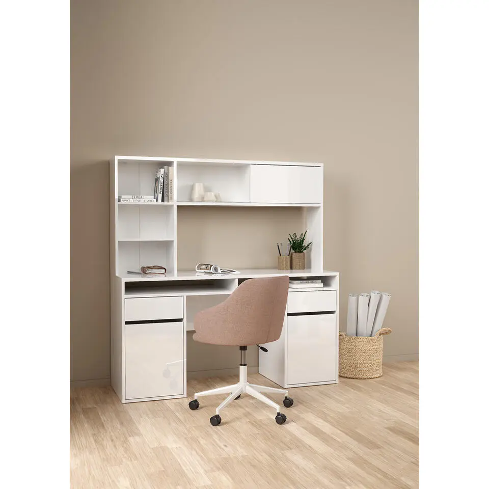 Kantoorbureau Wit Hoogglans - 149x48x156cm - Function Plus