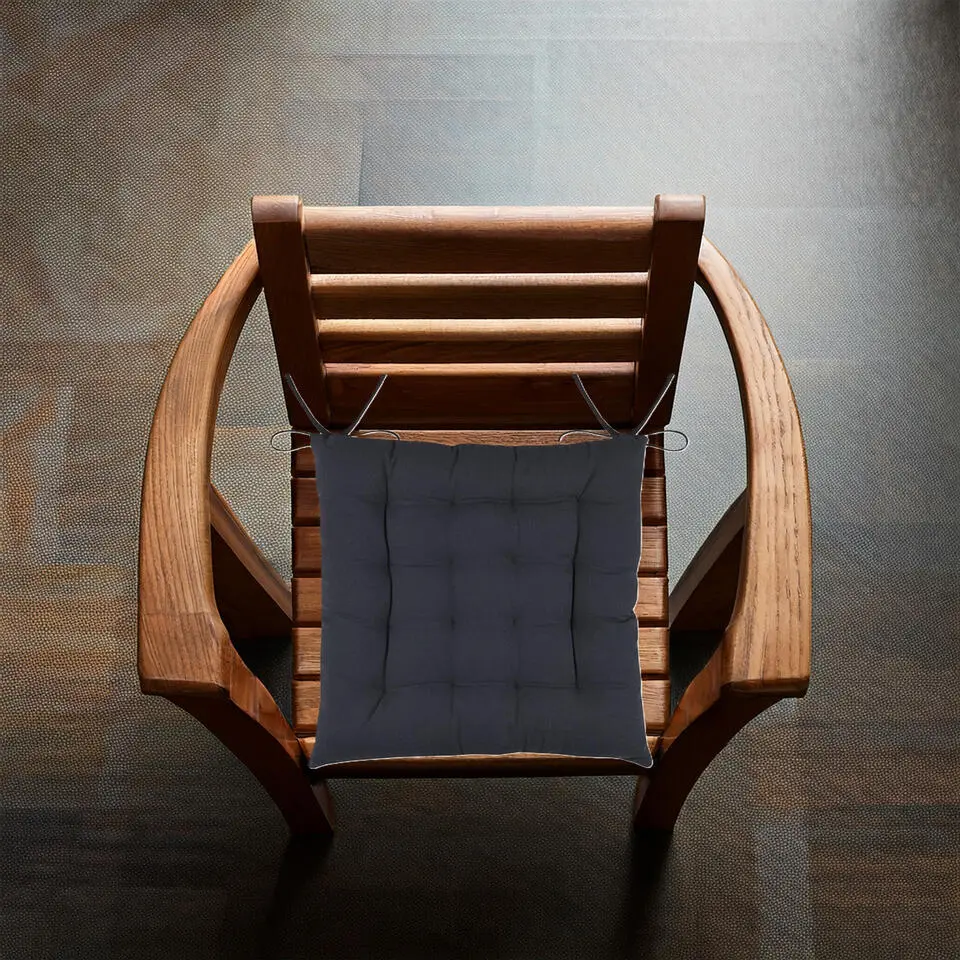 Stof Textile stoelkussens - antraciet - 38 x 38 x 3.5 cm