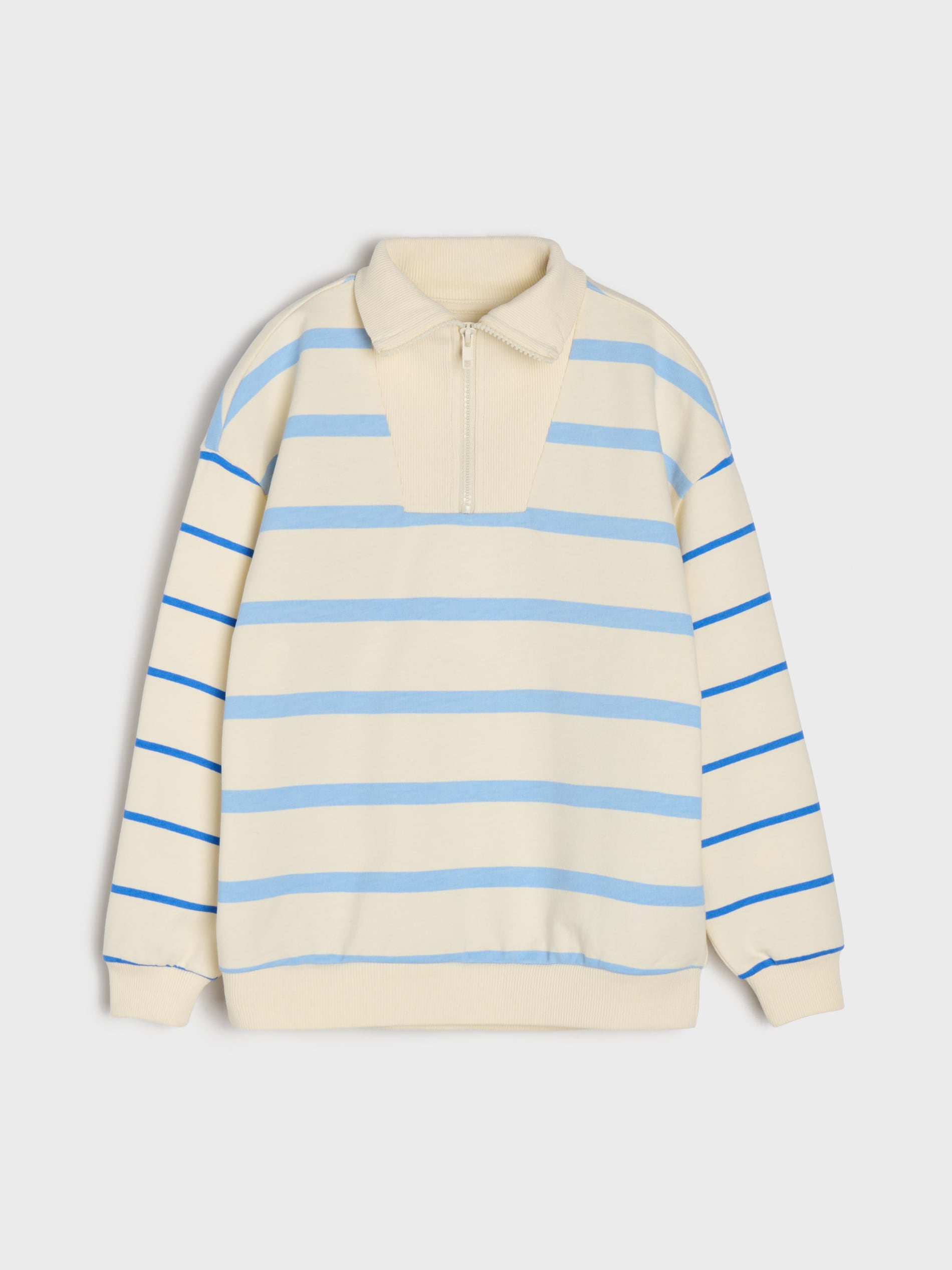 Bawełniana bluza half-zip w paski