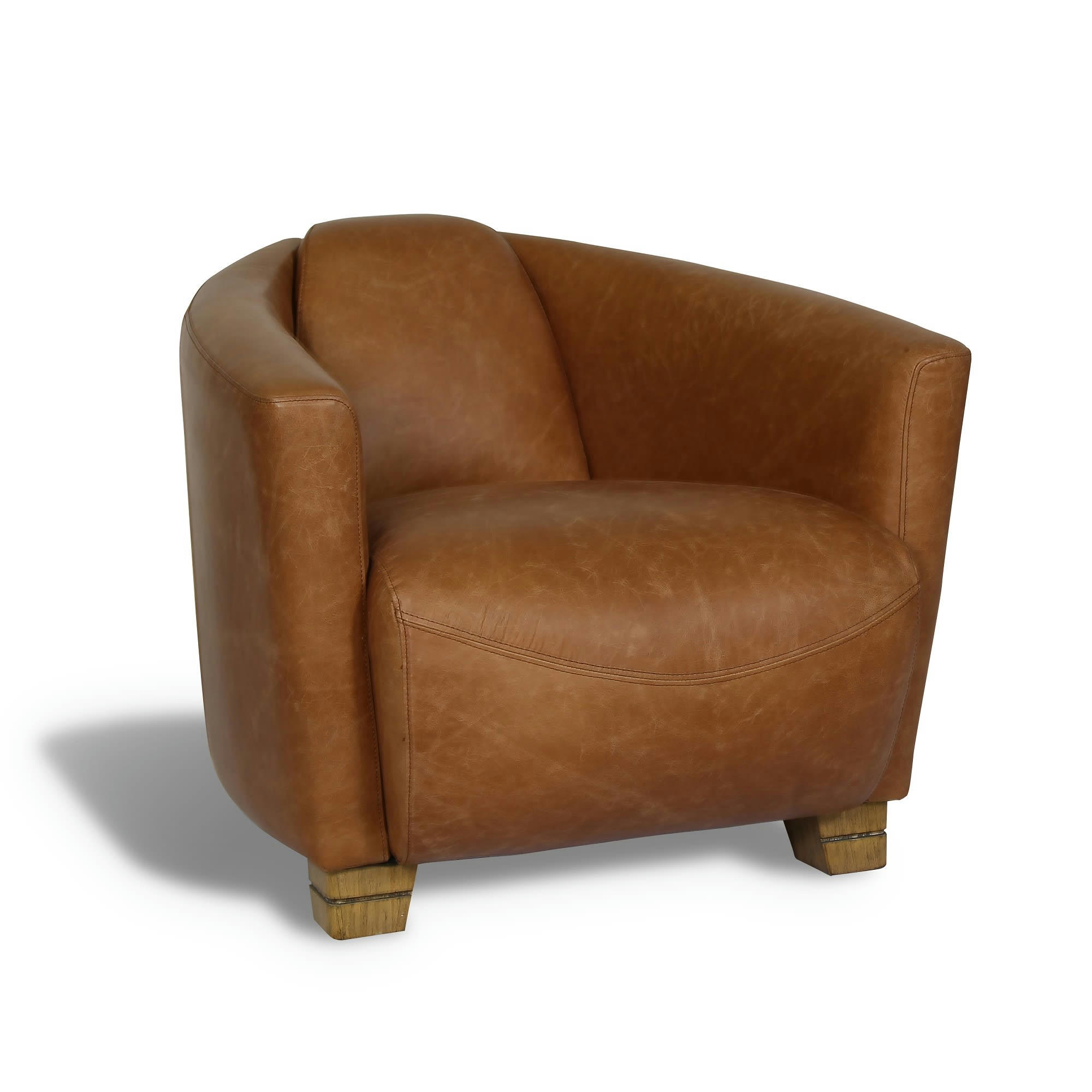 POROK - Fauteuil en cuir de vache noisette