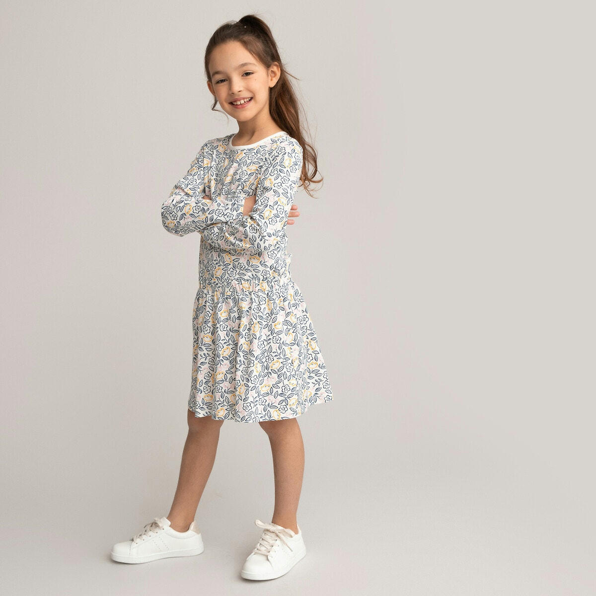 Robe manches longues, imprimé fleurs