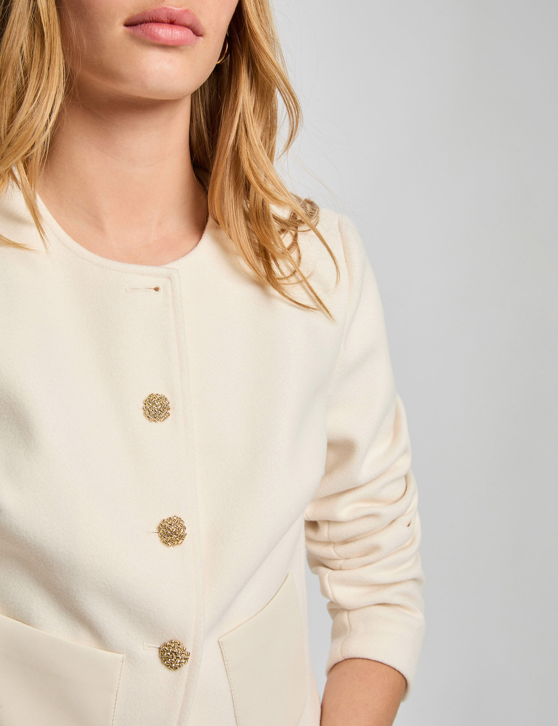 Short Buttoned Jacket Ivory Women