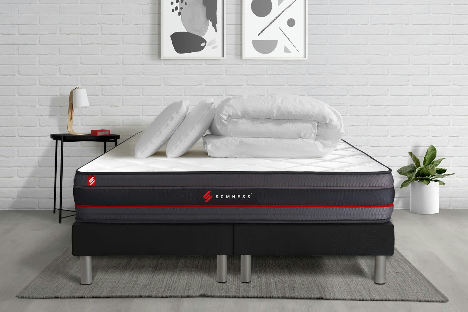 REGEN - Pack matelas 200x200 double sommiers oreiller couette