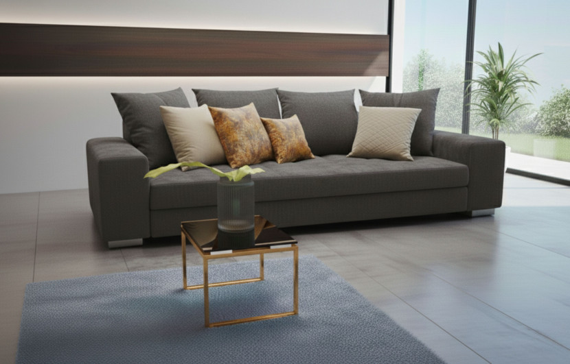 Duża Sofa Rozkładana Kanapa z Funkcją Spania i Pojemnikiem Gretta Szara