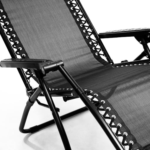 NNEDSZ Zero Gravity Reclining Deck Lounge Sun Beach Chair Outdoor Folding Camping - Black